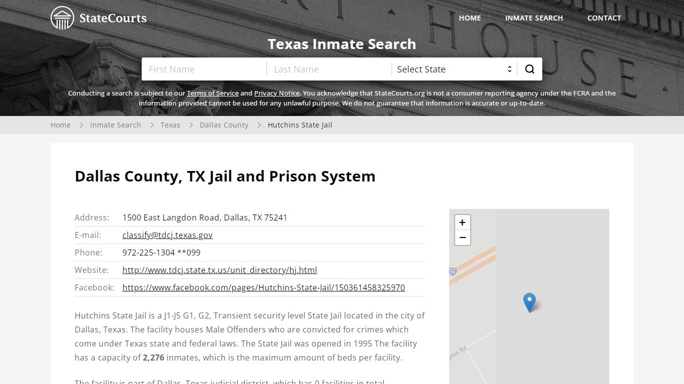 Hutchins State Jail Inmate Records Search, Texas - StateCourts